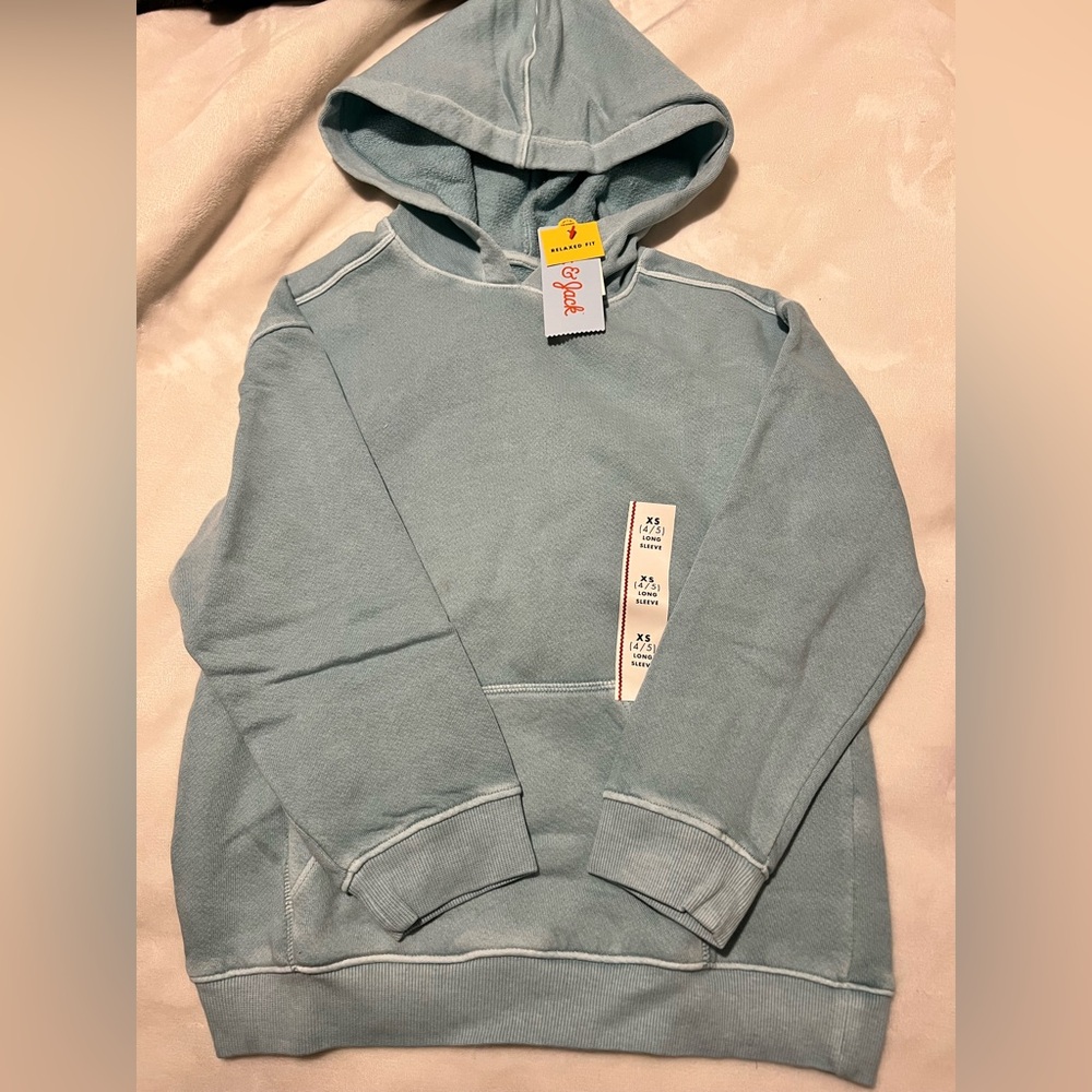 Cat & Jack Light Blue Hoodie Sweatshirt for Kids XS 4/5 NWT